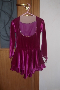 Purple ice skating two layer dress back